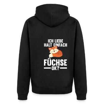 Fuchs Tier Füchse Geschenk - Unisex Premium Bio Zip Hoodie - Schwarz - Hinten - Nico (187cm)