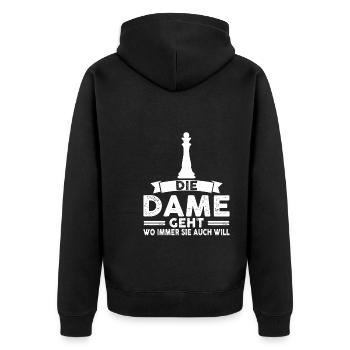 Schach Spieler Schachbrett Geschenk - Unisex Premium Bio Zip Hoodie - Schwarz - Hinten - Nico (187cm)