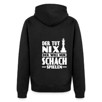 Schach Spieler Schachspiel Geschenk - Unisex Premium Bio Zip Hoodie - Schwarz - Hinten - Nico (187cm)