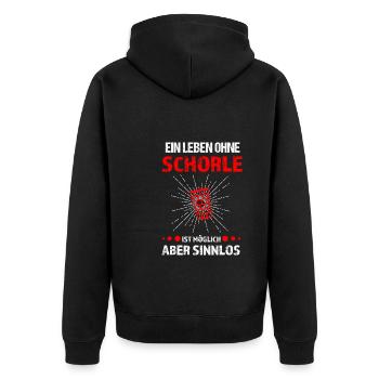 Schorle Pfälzer Pälzer Geschenk - Unisex Premium Bio Zip Hoodie - Schwarz - Hinten - Nico (187cm)