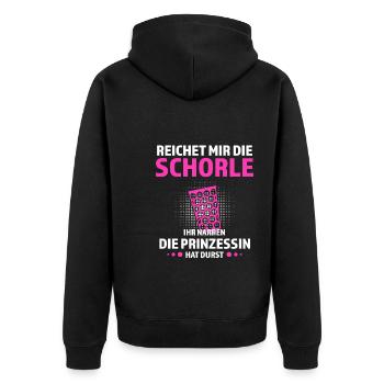 Schorle Pfälzer Pfälzerin Geschenk - Unisex Premium Bio Zip Hoodie - Schwarz - Hinten - Nico (187cm)