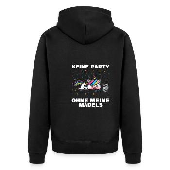 Schorle Einhorn Weinschorle Geschenk - Unisex Premium Bio Zip Hoodie - Schwarz - Hinten - Nico (187cm)