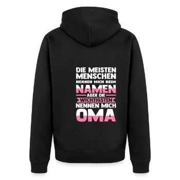 Oma Familie Enkelkinder Geschenk - Unisex Premium Bio Zip Hoodie - Schwarz - Hinten - Nico (187cm)