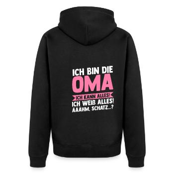 Oma Familie Enkelkind Geschenk - Unisex Premium Bio Zip Hoodie - Schwarz - Hinten - Nico (187cm)