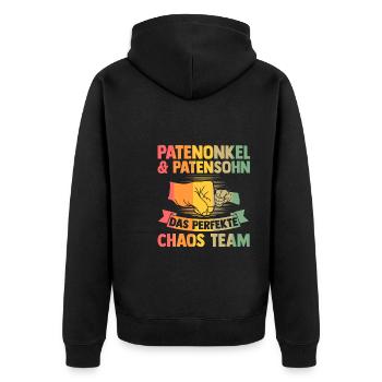 Papa & Stiefvater Familie Papa Geschenk - Unisex Premium Bio Zip Hoodie - Schwarz - Hinten - Nico (187cm)