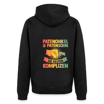 Papa & Opa Familie Papa Geschenk - Unisex Premium Bio Zip Hoodie - Schwarz - Hinten - Nico (187cm)