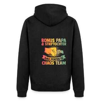 Patenonkel Patensohn Taufpate Geschenk - Unisex Premium Bio Zip Hoodie - Schwarz - Hinten - Nico (187cm)