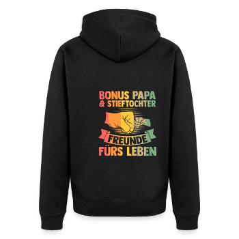 Patenonkel Patensohn Taufpate Geschenk - Unisex Premium Bio Zip Hoodie - Schwarz - Hinten - Nico (187cm)