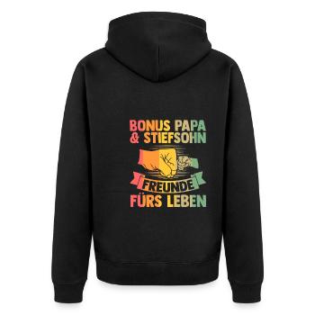 Patenonkel Patentochter Taufpate Geschenk - Unisex Premium Bio Zip Hoodie - Schwarz - Hinten - Nico (187cm)