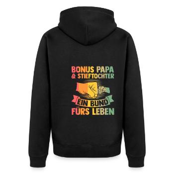 Onkel & Nichte Familie Onkel Geschenk - Unisex Premium Bio Zip Hoodie - Schwarz - Hinten - Nico (187cm)