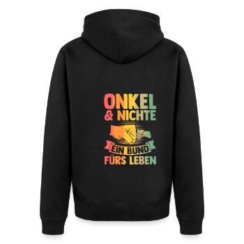 Stiefvater Stieftochter Stiefpapa Geschenk - Unisex Premium Bio Zip Hoodie - Schwarz - Hinten - Nico (187cm)