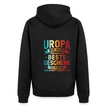 Uropa Familie Urgroßväter Geschenk - Unisex Premium Bio Zip Hoodie - Schwarz - Hinten - Nico (187cm)
