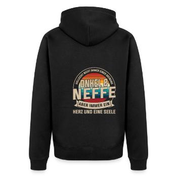 Onkel & Neffe Familie Neffe Geschenk - Unisex Premium Bio Zip Hoodie - Schwarz - Hinten - Nico (187cm)