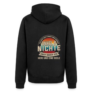 Onkel & Nichte Familie Nichte Geschenk - Unisex Premium Bio Zip Hoodie - Schwarz - Hinten - Nico (187cm)