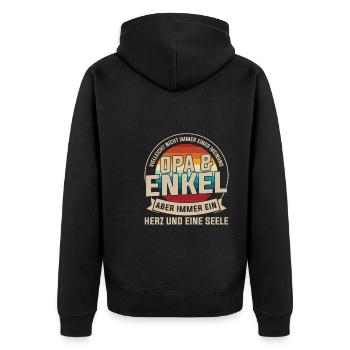 Opa & Enkel Familie Enkelsohn Geschenk - Unisex Premium Bio Zip Hoodie - Schwarz - Hinten - Nico (187cm)