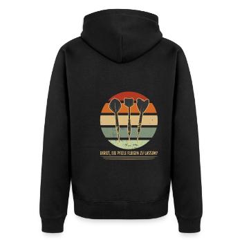 Darts Darten Dartscheibe Geschenk - Unisex Premium Bio Zip Hoodie - Schwarz - Hinten - Nico (187cm)