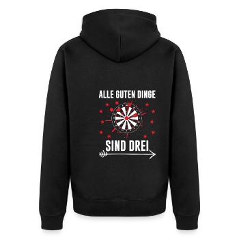 Darts Darten Darter Geschenk - Unisex Premium Bio Zip Hoodie - Schwarz - Hinten - Nico (187cm)