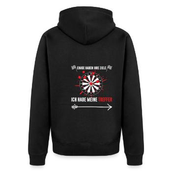 Darts Darten Dartscheibe Geschenk - Unisex Premium Bio Zip Hoodie - Schwarz - Hinten - Nico (187cm)