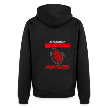 Darts Darten Darter Geschenk - Unisex Premium Bio Zip Hoodie - Schwarz - Hinten - Nico (187cm)