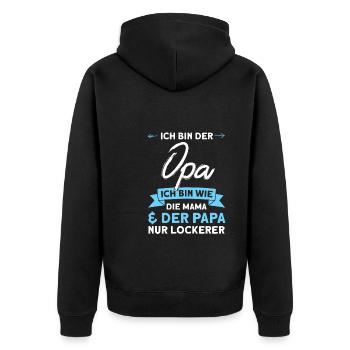 Opa Familie Werdender Opa Geschenk - Unisex Premium Bio Zip Hoodie - Schwarz - Hinten - Nico (187cm)