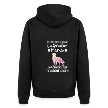 Labrador Mama Hund Labbi Mama Geschenk - Unisex Premium Bio Zip Hoodie - Schwarz - Hinten - Nico (187cm)
