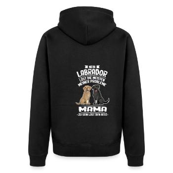 Labrador Mama Hund Hundebesitzerin Geschenk - Unisex Premium Bio Zip Hoodie - Schwarz - Hinten - Nico (187cm)