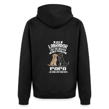 Labrador Papa Hund Hundebesitzer Geschenk - Unisex Premium Bio Zip Hoodie - Schwarz - Hinten - Nico (187cm)