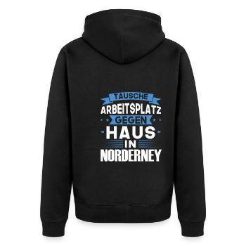 Nordeney Urlaub Norden Geschenk - Unisex Premium Bio Zip Hoodie - Schwarz - Hinten - Nico (187cm)