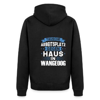 Wangeoog Urlaub Norden Geschenk - Unisex Premium Bio Zip Hoodie - Schwarz - Hinten - Nico (187cm)