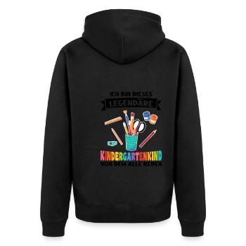 Kindergartenanfang Kindergarten Kindergartenkind G - Unisex Premium Bio Zip Hoodie - Schwarz - Hinten - Nico (187cm)