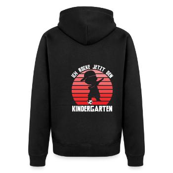 Kindergartenanfang Kindergarten Kindergartenkind G - Unisex Premium Bio Zip Hoodie - Schwarz - Hinten - Nico (187cm)