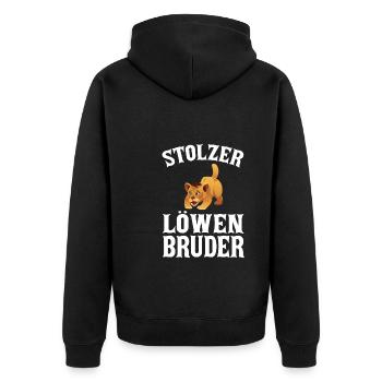 Bruder Löwe Schwester Geschenk - Unisex Premium Bio Zip Hoodie - Schwarz - Hinten - Nico (187cm)