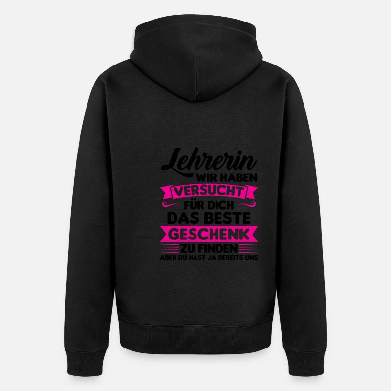 Lehrer Lehrerin Schule Geschenk - Unisex Premium Bio Zip Hoodie - Schwarz