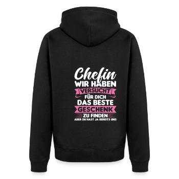 Chef Chefin Geschenk - Unisex Premium Bio Zip Hoodie - Schwarz - Hinten - Nico (187cm)