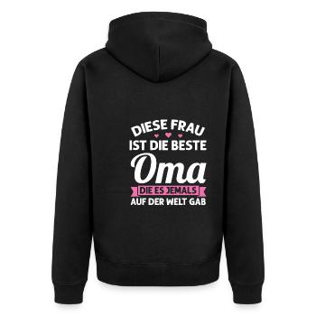 Oma Mutter Tag Omi Geschenk - Unisex Premium Bio Zip Hoodie - Schwarz - Hinten - Nico (187cm)