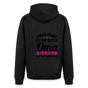 Oma Mutter Tag Omi Geschenk - Unisex Premium Bio Zip Hoodie - Schwarz - Hinten - Nico (187cm)
