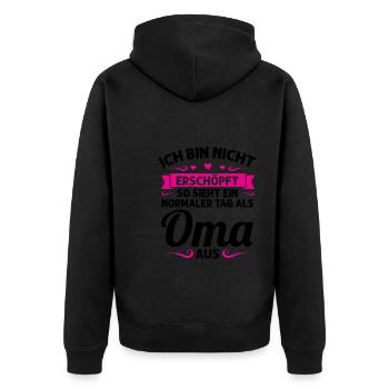 Oma Mutter Tag Omi Geschenk - Unisex Premium Bio Zip Hoodie - Schwarz - Hinten - Nico (187cm)