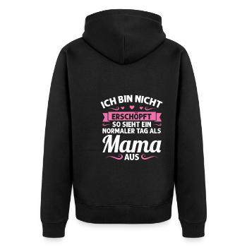 Mutter Mutter Tag Mama Geschenk - Unisex Premium Bio Zip Hoodie - Schwarz - Hinten - Nico (187cm)