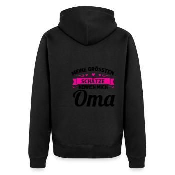 Oma Mutter Tag Omi Geschenk - Unisex Premium Bio Zip Hoodie - Schwarz - Hinten - Nico (187cm)