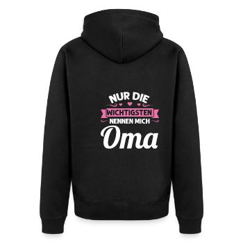 Oma Mutter Tag Omi Geschenk - Unisex Premium Bio Zip Hoodie - Schwarz - Hinten - Nico (187cm)