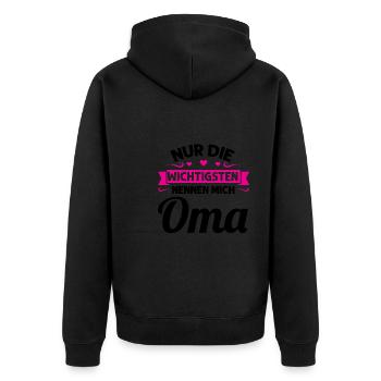 Oma Mutter Tag Omi Geschenk - Unisex Premium Bio Zip Hoodie - Schwarz - Hinten - Nico (187cm)