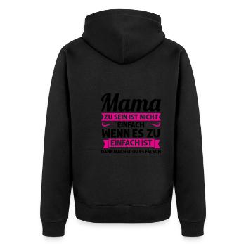 Mutter Mutter Tag Mama Geschenk - Unisex Premium Bio Zip Hoodie - Schwarz - Hinten - Nico (187cm)
