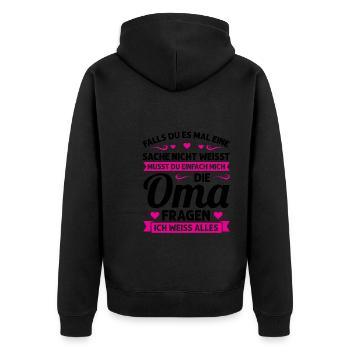 Oma Mutter Tag Omi Geschenk - Unisex Premium Bio Zip Hoodie - Schwarz - Hinten - Nico (187cm)