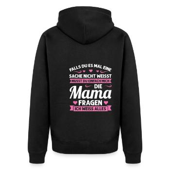 Mutter Mutter Tag Mama Geschenk - Unisex Premium Bio Zip Hoodie - Schwarz - Hinten - Nico (187cm)