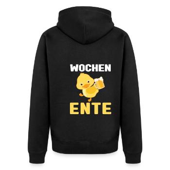 Lustig Ironie Ente Ente Sarkasmus Geschenk - Unisex Premium Bio Zip Hoodie - Schwarz - Hinten - Nico (187cm)