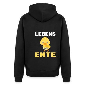 Lustig Ironie Ente Ente Sarkasmus Geschenk - Unisex Premium Bio Zip Hoodie - Schwarz - Hinten - Nico (187cm)