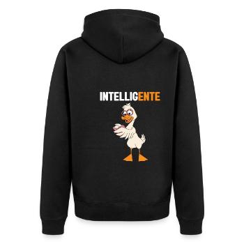 Lustig Ironie Ente Ente Sarkasmus Geschenk - Unisex Premium Bio Zip Hoodie - Schwarz - Hinten - Nico (187cm)