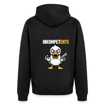 Lustig Ironie Ente Ente Sarkasmus Geschenk - Unisex Premium Bio Zip Hoodie - Schwarz - Hinten - Nico (187cm)