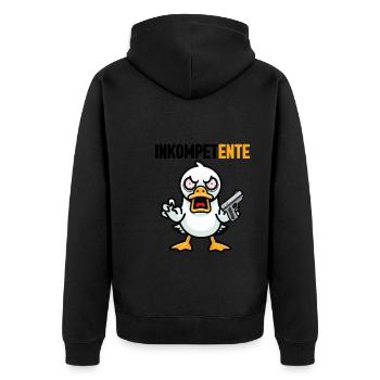 Lustig Ironie Ente Ente Sarkasmus Geschenk - Unisex Premium Bio Zip Hoodie - Schwarz - Hinten - Nico (187cm)
