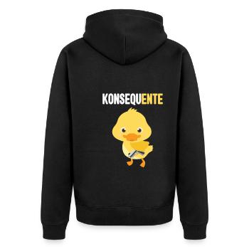 Lustig Ironie Ente Ente Sarkasmus Geschenk - Unisex Premium Bio Zip Hoodie - Schwarz - Hinten - Nico (187cm)